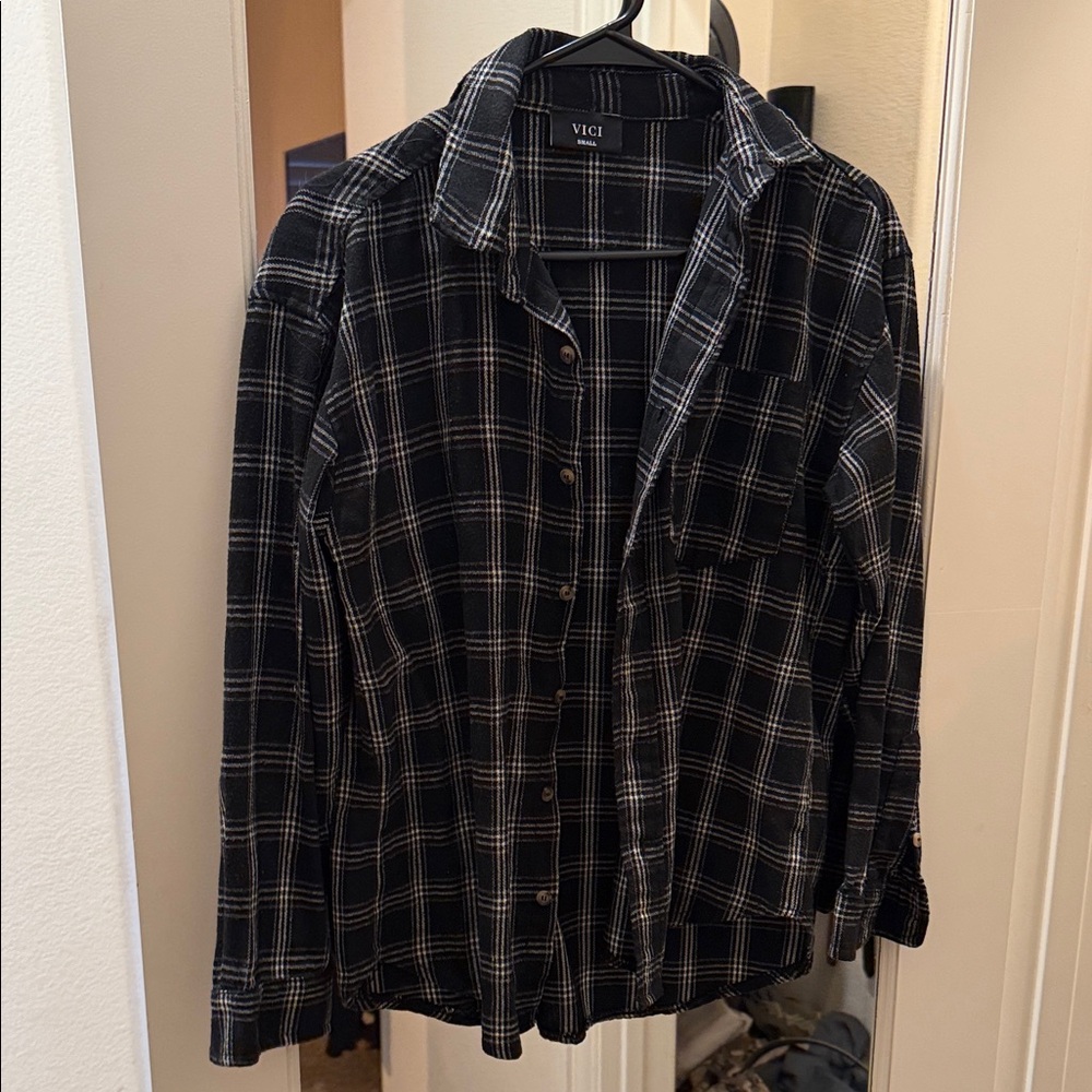 Vici Black and White Plaid Shirt